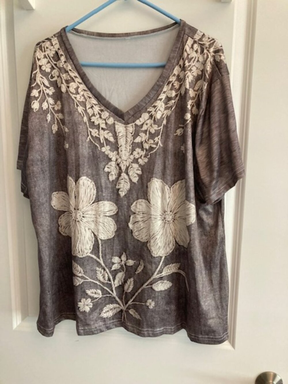 Muted floral V-neck Top - NEW